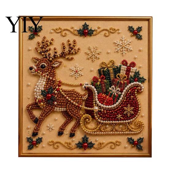 Detailed Resin Faux Diamond Kit Christmas Pearl Art Kit, 20x20cm Xmas Painting DIY Sparkling 3D Craft for Adults, Festive Wall Decor Unique