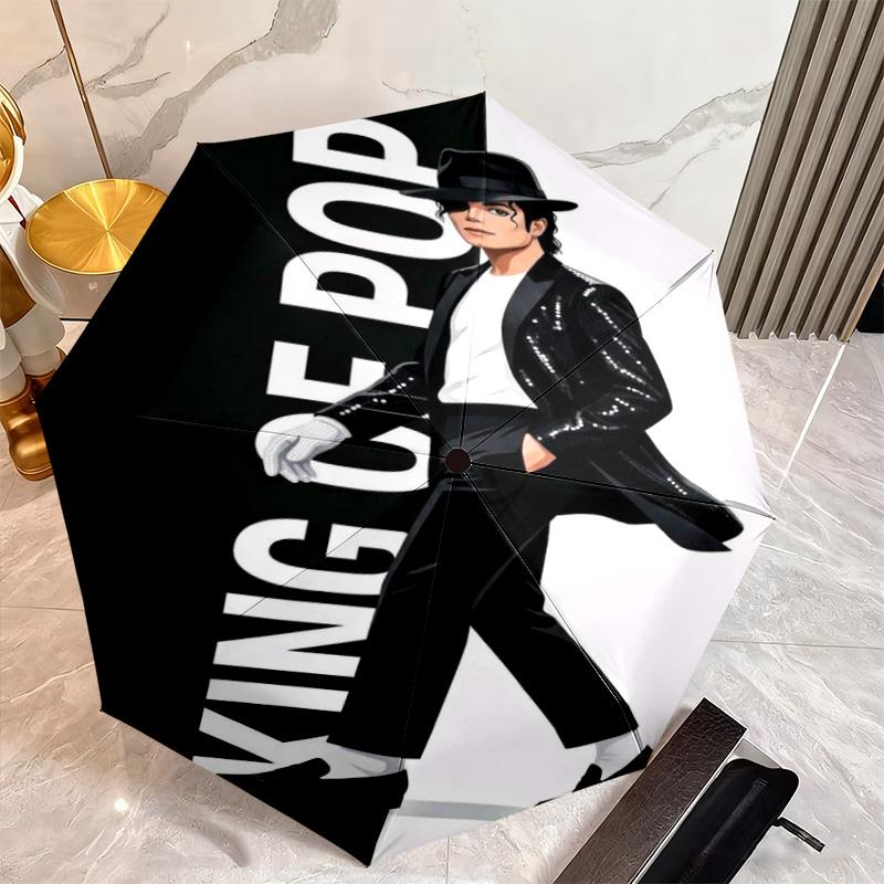 1PC Michael jackson Automatic Umbrella - Suitable Travel Outdoor Portable Umbrella Birthday Gift Daily Essentials
