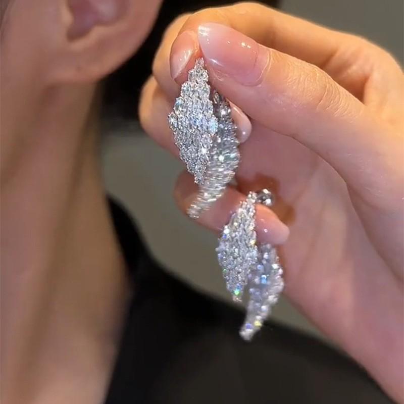 Silver Needle Diamond Water Drop Tassel Earrings - Elegant Court Style, Versatile & Luxurious Design.