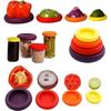 Lote de 4 Tapas de Silicona para Frutas y Verduras, Contenedores de Almacenamiento de Alimentos Reutilizables