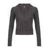 Gray Street Style Zip Up Hooded Sweatshirt Slim Fit Women S Casual Top
