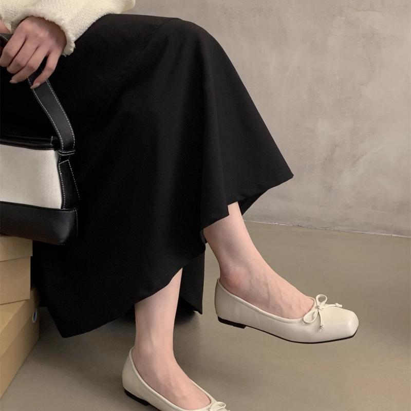 Feenwind sanfte Schuhe Damen Frühling 2025 neue Schleife eckige Zehen flache Sohle Schuhe silber hell Mund Mütze Schuhe