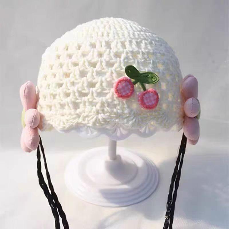 Einfarbige Trendige Baby Mütze Handgefertigter Spitzen Turban Baby Mütze Mädchen Strickmütze Neugeborenen Mütze