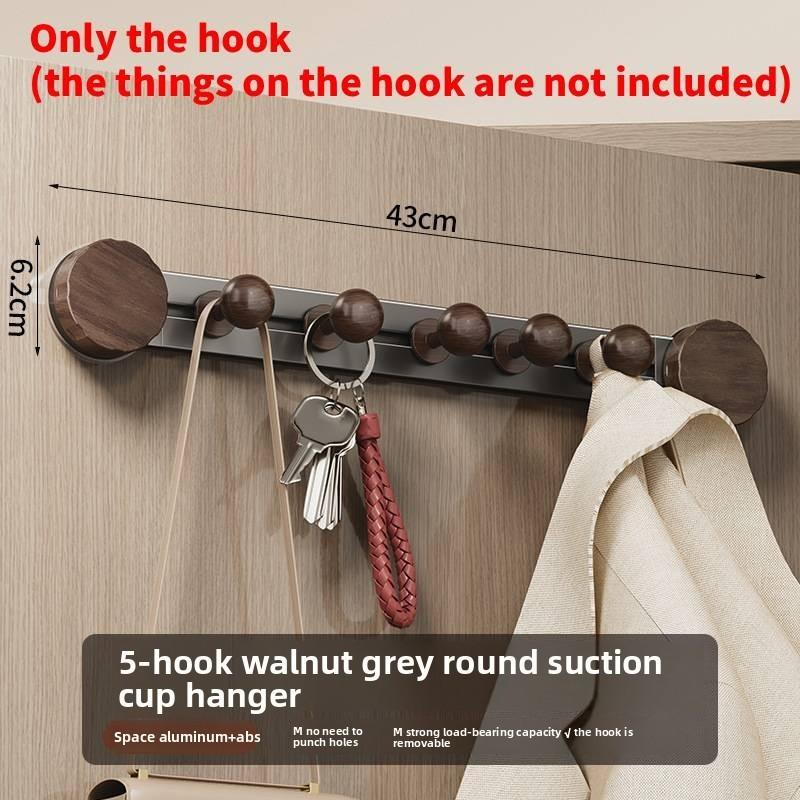 Walnut Grain Suction Cup Wall Hook Organizer For Home Storage