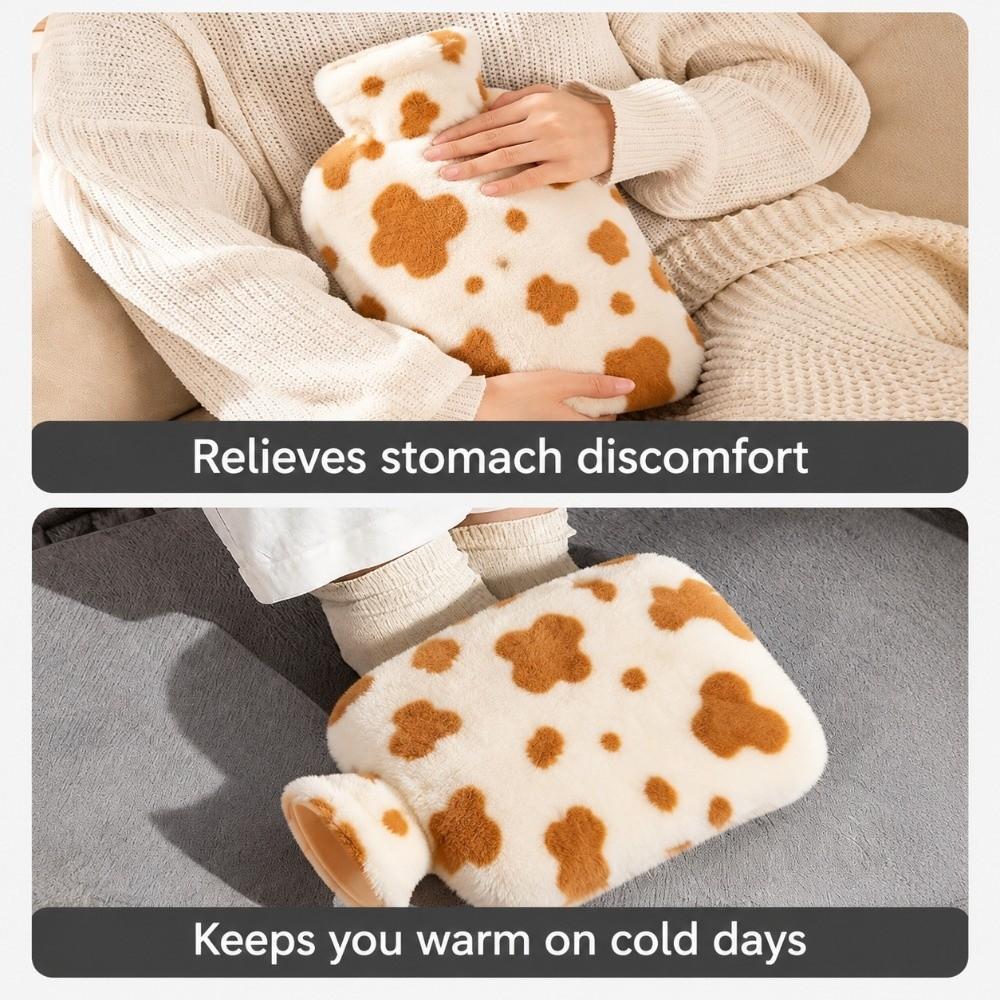 Cow Print Hot Water Bag Explosion-proof Hand Warmer Soft Warm Water Bottle For Adults