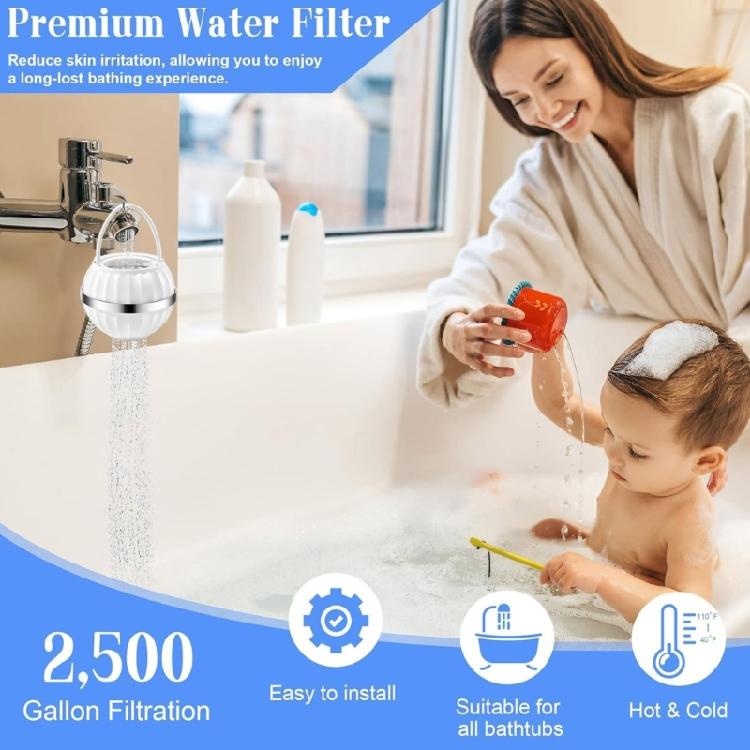 Plastic Bathtub Water Filter Replacement 8-Layer Filtration Portable Shower Tub Filter Hanging Tub Faucet Filter
