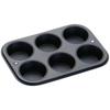 Black Muffin Pan, 6-Piece Set, Steel with Silicone Coating, Heat-Resistant Up To 250°C (5068), 190 X 273 X 30mm