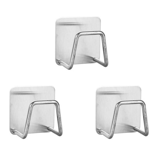 Sponge Rack Rustproof Stainless Steel Sponge Holder with Strong Adhesive No Punch Quick Drain Organizer for Kitchen Sink