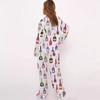 Women's Champagne Bottle Pajamas Set Long Sleeve Button Down Shirt And Pants Sleepwear Set Casual Wine Glasses Print 2 Piece Homewear Set