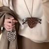 Retro Leopard Eyeglasses Storage Bag Pendant Hanging Neck Glasses Clip Pendant Durable Glasses Clip Simple Hanging Neck Pouch