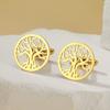 My Shape Tree of Life Cuff Links for Men Wedding Banquet Groom Business Suit Shirt Round Men's Cufflinks Stainless Steel Jewelry