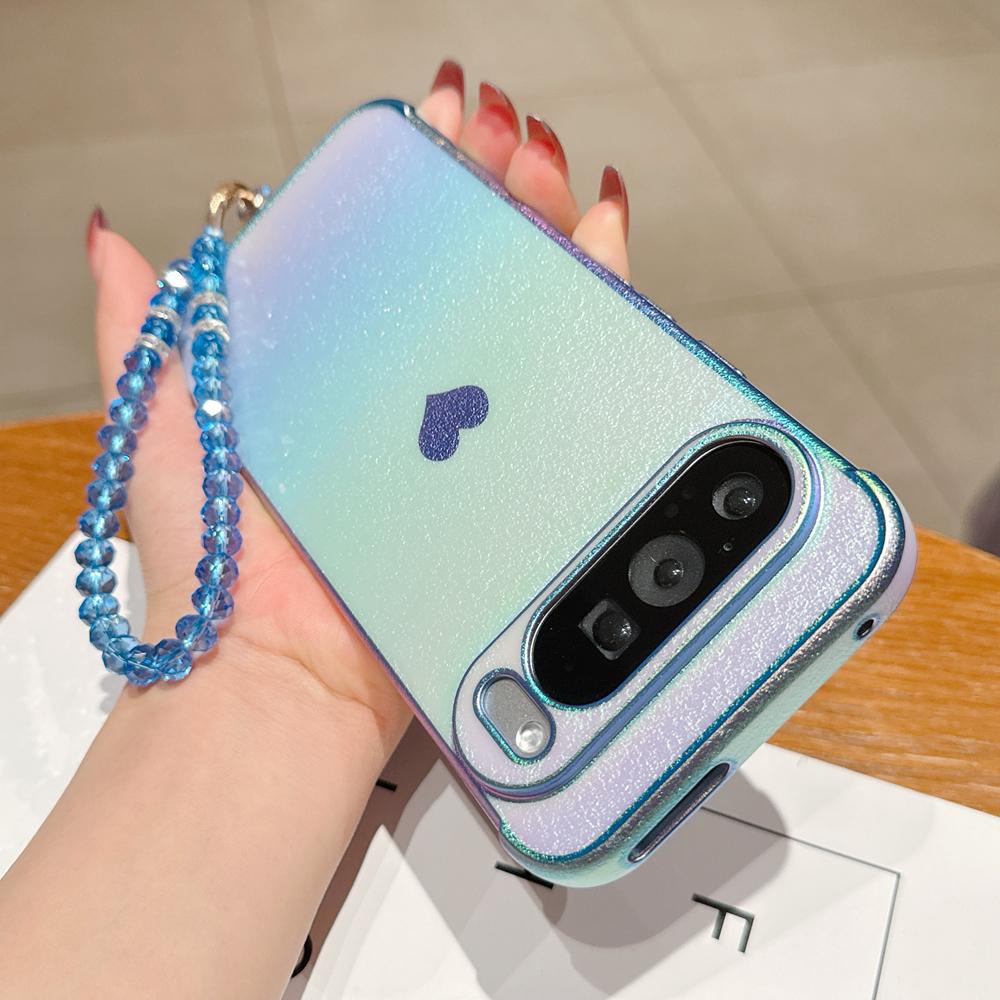 KEYSION Gradient Colorful Phone Case for Google Pixel 10 Pro XL 9 Pro 9A 8A Soft TPU Shockproof Back Cover With Crystal Bracelet