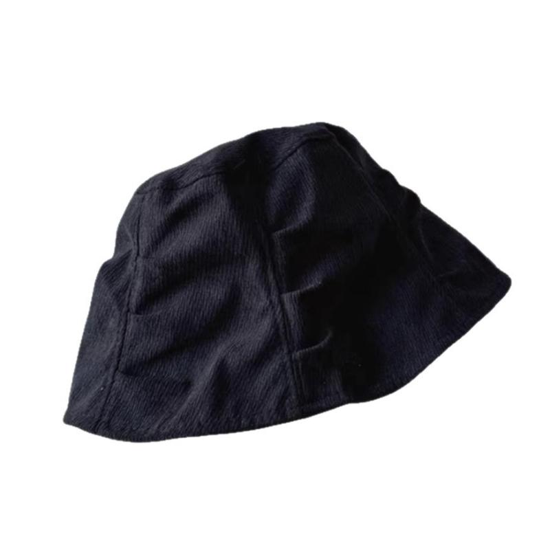 1Pcs Korean Style Foldable Travel Outdoor Hat Corduroy Pleated Bucket Hat For Women Solid Color Soft Casual Sun Hat