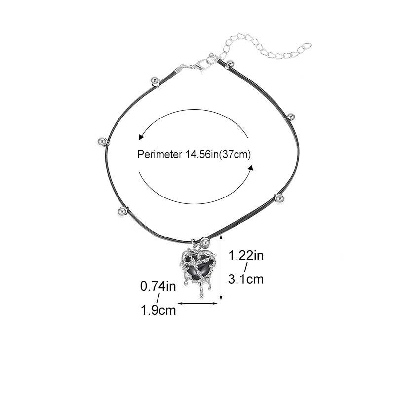 Vintage Y2K Red Love Heart Pendant Rope Chain Necklace for Women Men Halloween Aesthetic Gothic Rave Jewelry Accessories