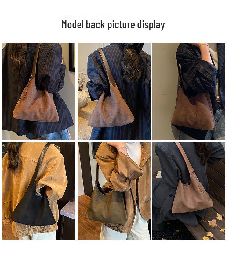 Große Wildleder-Tasche mit Leopardenmuster im koreanischen Stil - Mode Herbst/Winter 2025 Retro Ein-Schulter Umhängetasche für Damen