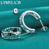 925 Sterling Silver Semicircle  Hollow Plant Stud Earrings For Women Fashion Charm Jewelry