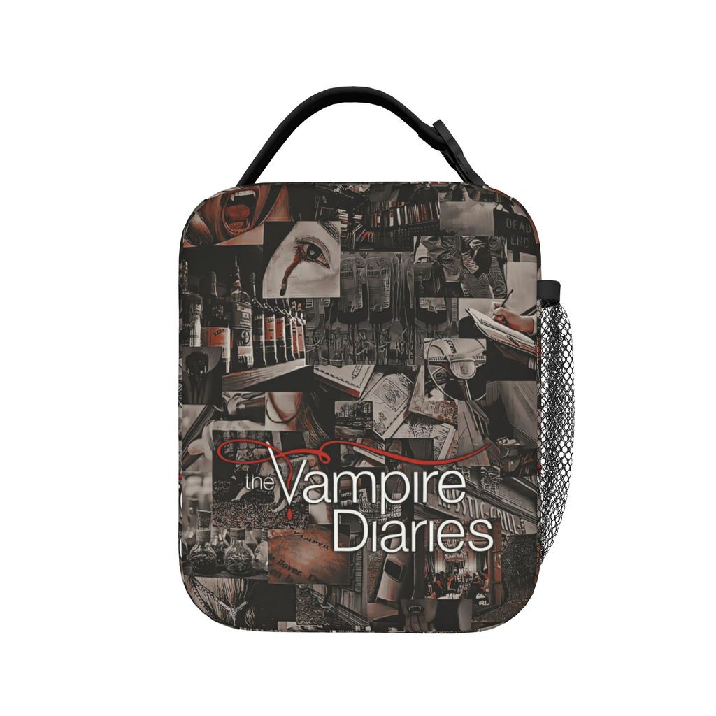 Vintage Grunge Portrait The Vampire Diaries Lunch Bag Picnic Lunch Box For Adult Thermal Lunch Bags Oxford Convenient Cooler Bag