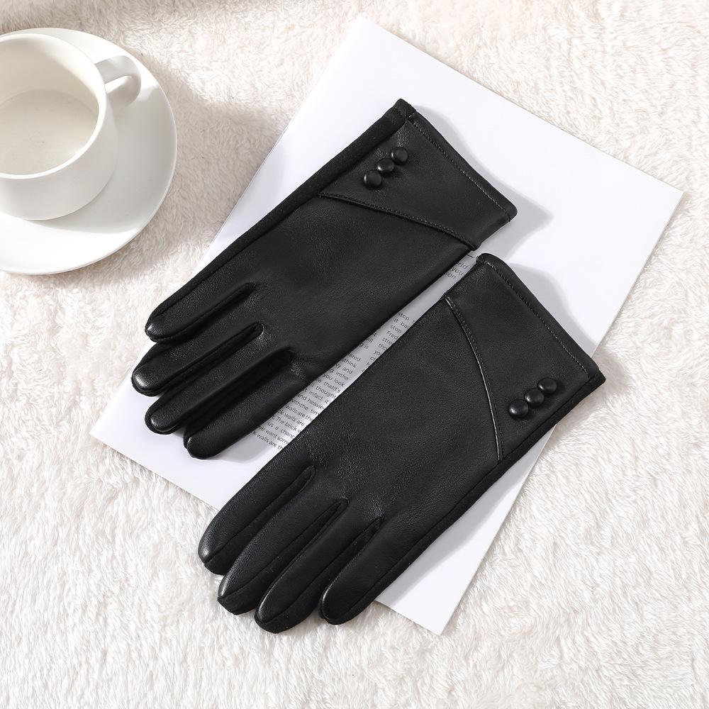 Women's Winter Touchscreen Gloves: Warm, Velvet-Lined, PU Leather, Windproof and Cute for Outdoor Driving & Cycling