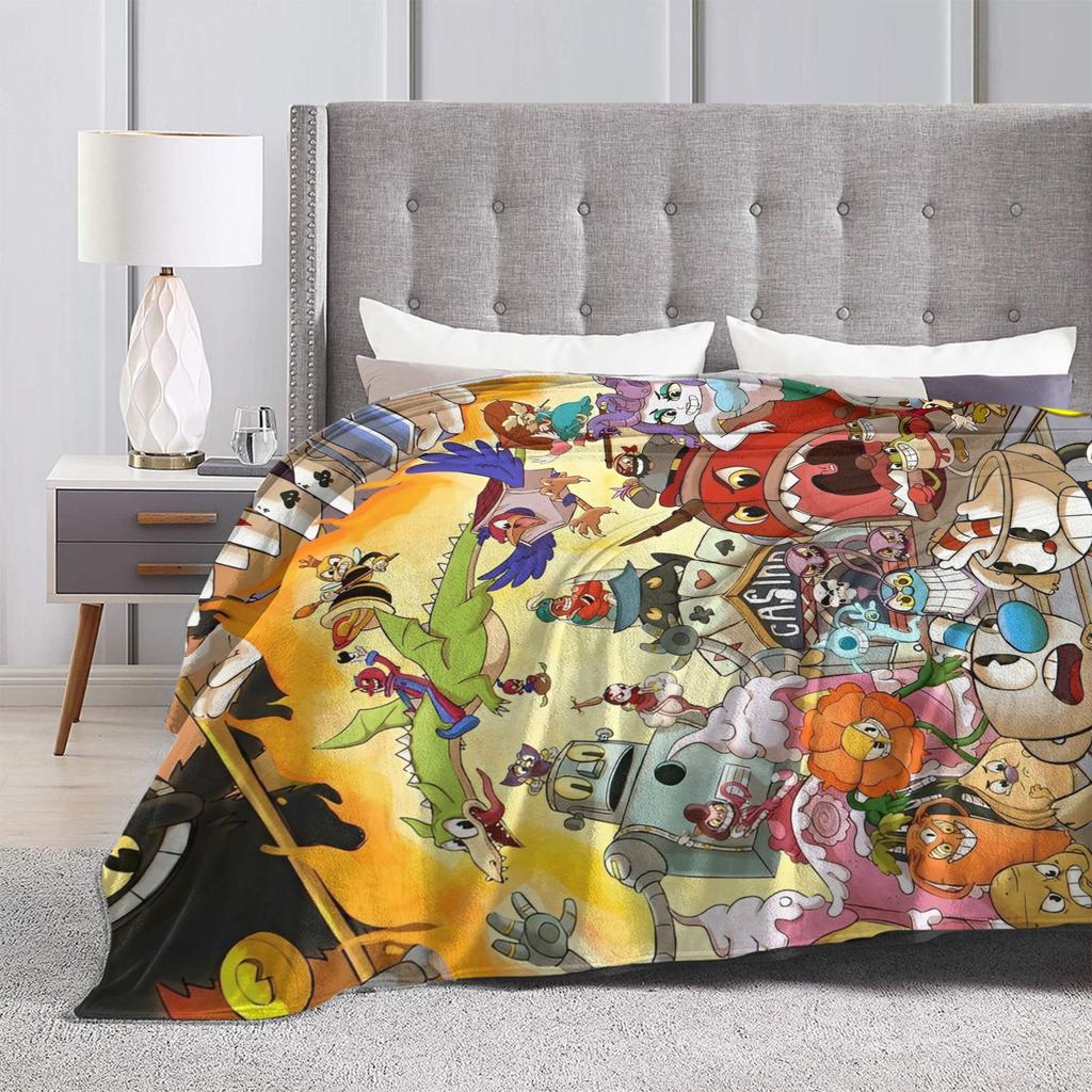 Cuphead Cartoon Blanket Quality Super Warm Bedding Throws Winter Decorative Outdoor Funny Bedspread