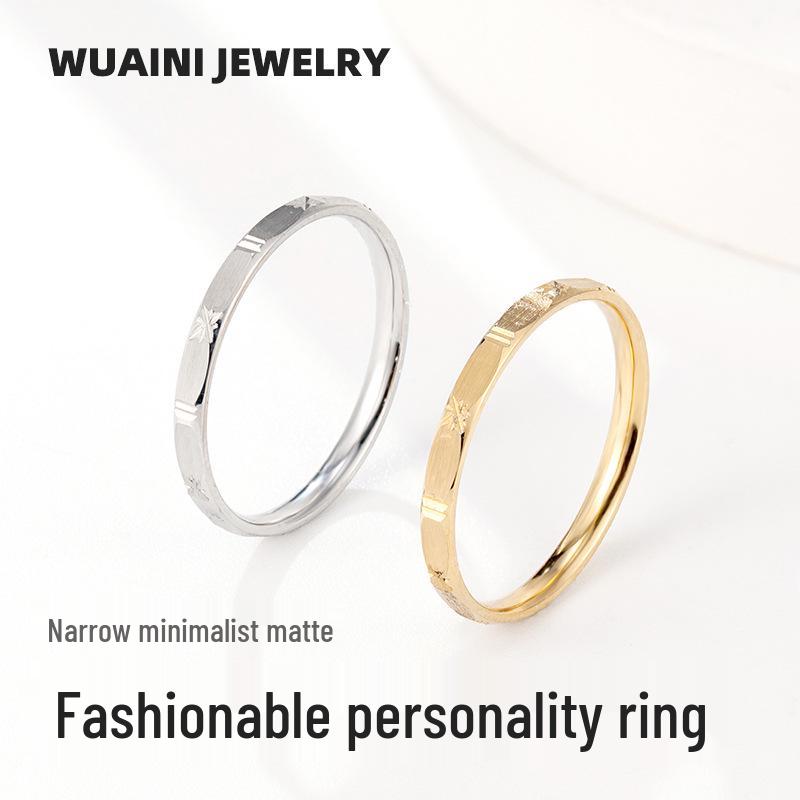 

Геометрическое кольцо из титановой стали с гальваническим покрытием из 18-каратного золота - Не выцветающие летние женские ювелирные аксессуары Size 7