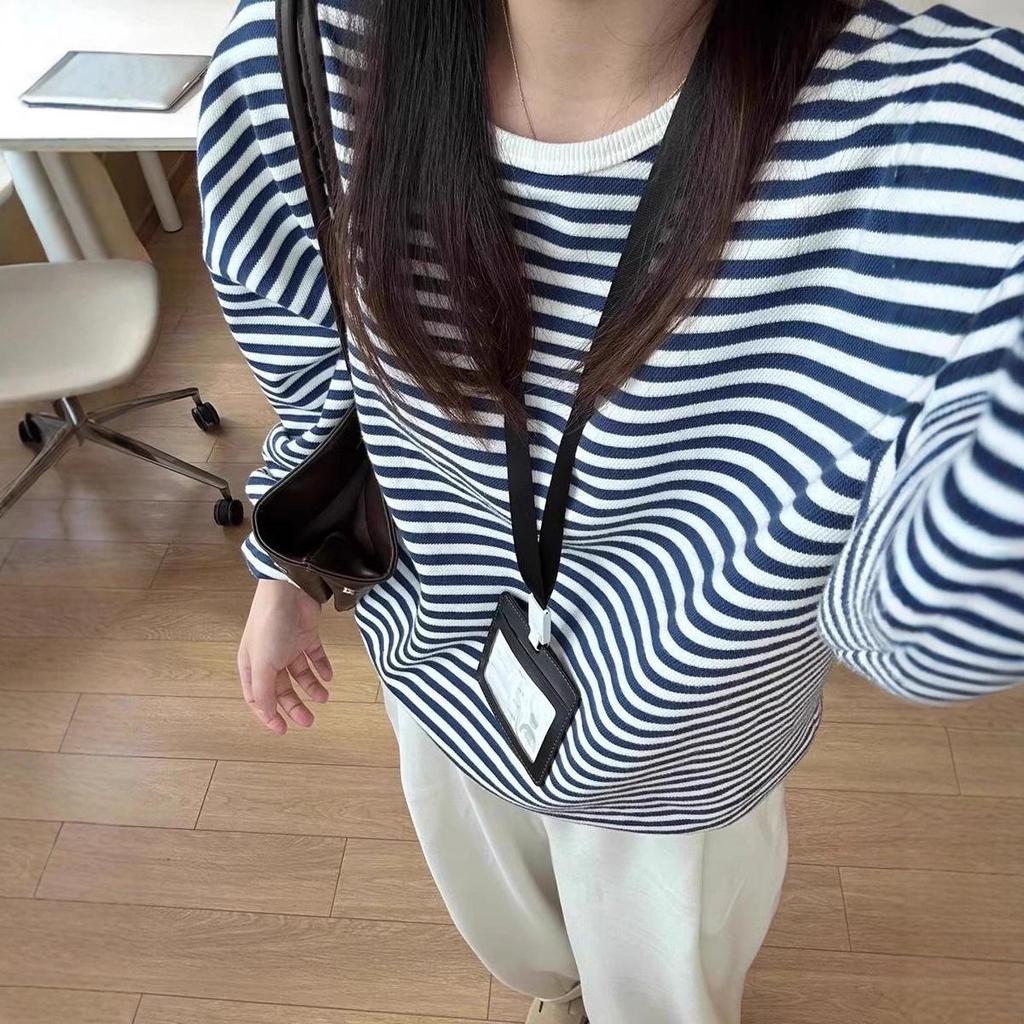 Niszowa bluza w paski z blokami kolorów - Jesień/Zima 2025, Luźny sweter z długim rękawem