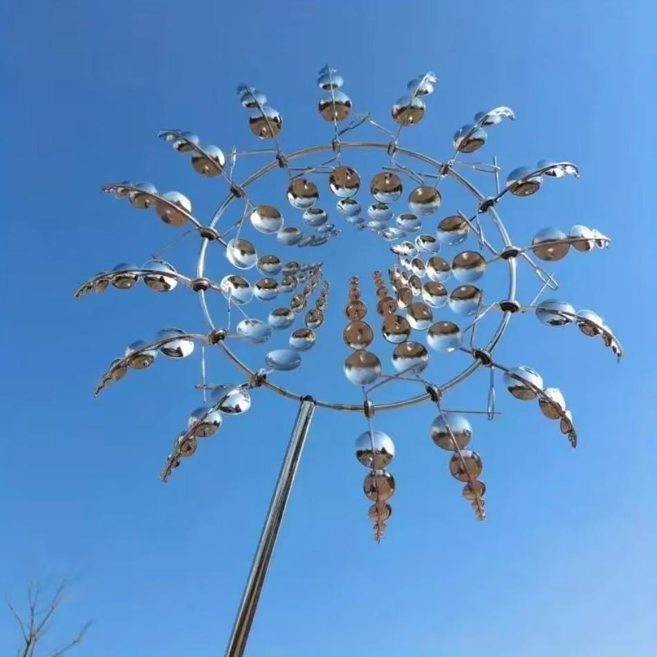 1 Pcs New 3D Outdoor Garden Ornaments Mini Windmill Wind Energy Kinetic Art Pinwheel Magical Unique Magic Metal Windmill