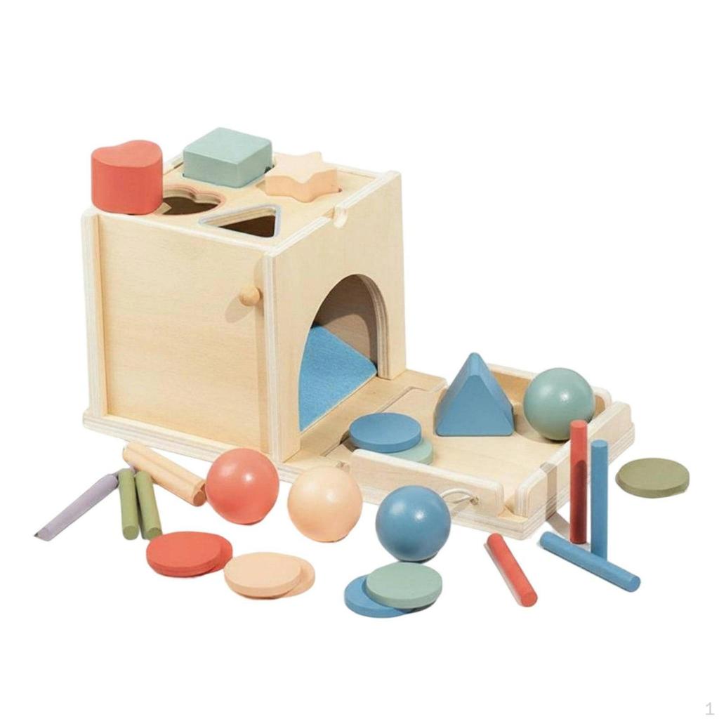 Educational Sorting Box Early Education Wooden Shape Sorter MultiFunction Disc Toy for , Kids,