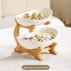 Bamboo & Wood Multi-layer Fruit Bowl and Pastry Plate - Creative Double-layer Ceramic Snack Holder for Home.
