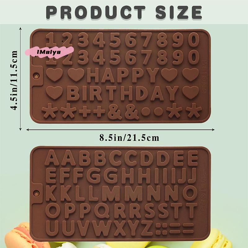Silicone Letter & Number Chocolate Molds Set Alphabets & Numbers Baking Tools with Happy Birthday Cake Decorations Fondant Molds