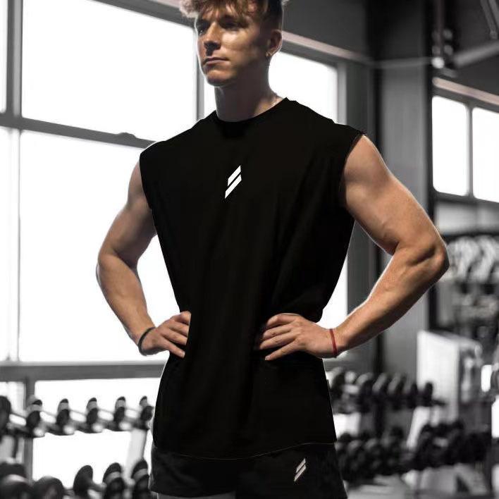 

Летний мужской спортивный дышащий однотонный жилет для фитнеса XXXL белый