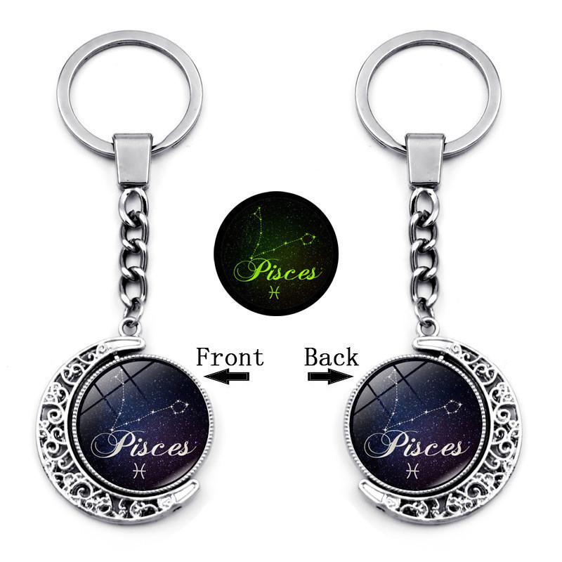 

Звездный Двенадцать Созвездий Ночное Свечение Брелок Вращающийся Подвеска Луна Украшение Pisces