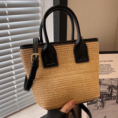 Straw Small Bag Women'S Bag Summer Versatile Messenger Bag Weaving High-End Women'S Portable Bucket Bag