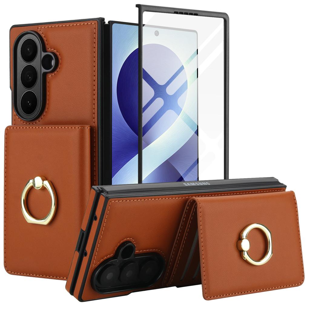 For Samsung Galaxy Z Fold 8 Ultra Fold 7 6 5 4 3 Case, Flip Wallet Case with Card Holder Magnetic Closure Shockproof Kickstand