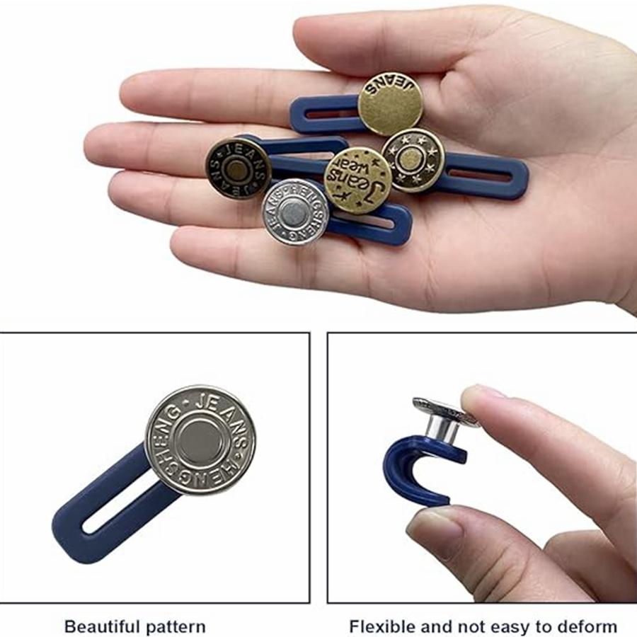 5Pcs Metal Button Extender for Pants Jeans Free Sewing Adjustable Retractable Waist Extenders Button Waistband Expander