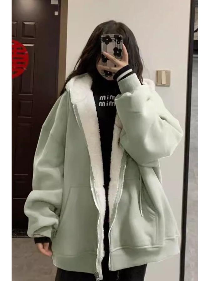 Women's Thick Velvet Padded Cotton Coat with Lamb Wool Lining - New 2024 Winter Style
