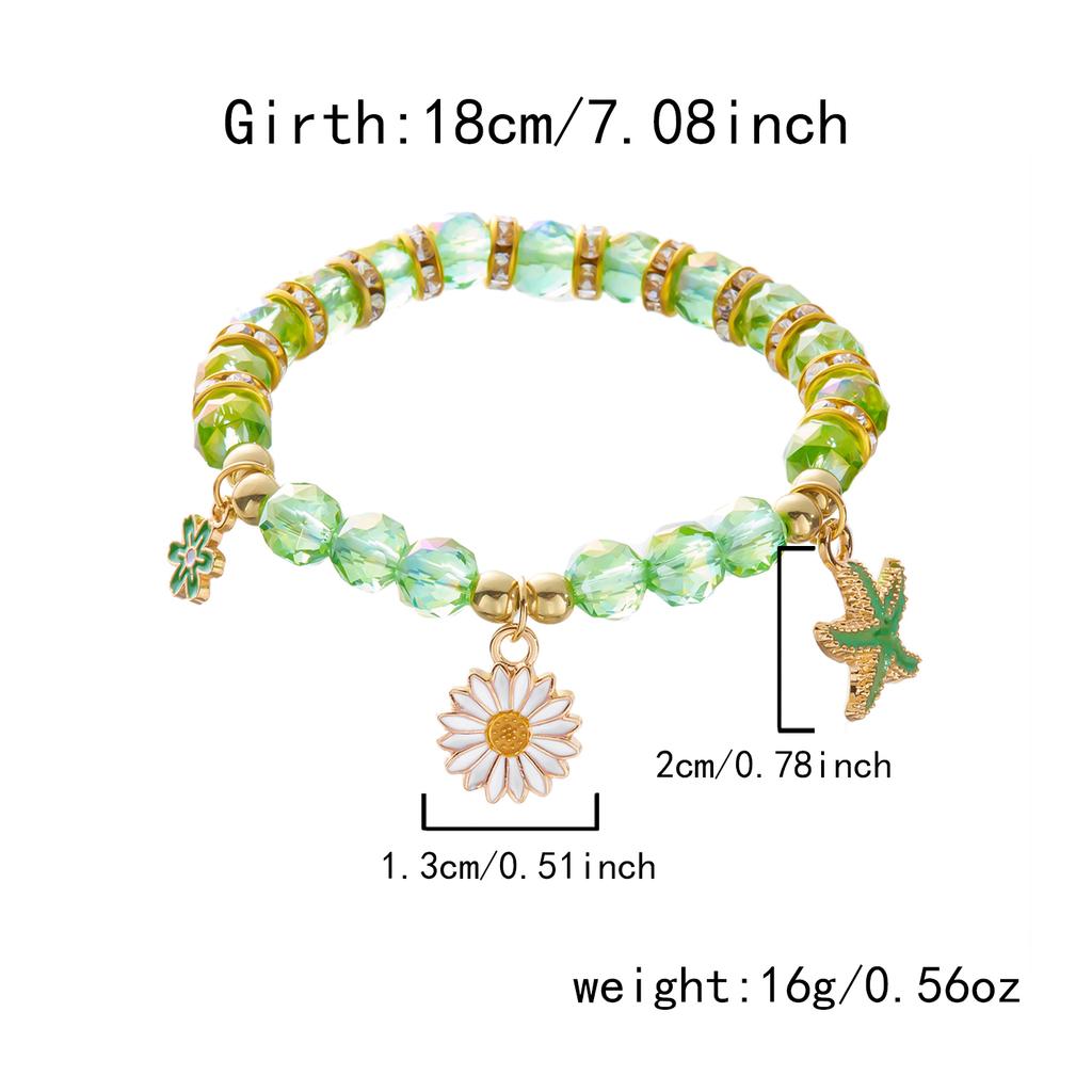 Lucky Crystal White Daisy Flower Charm Bracelets for Women Summer Beach Vibe Cute Beaded Friendship Bracelets Jewelry Gifts