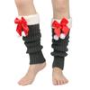 Christmas Fleece Trim Warm Leg Warmers Sweet Plush Balls Bows Knitted Boot Covers Festival Footless Socks for Women