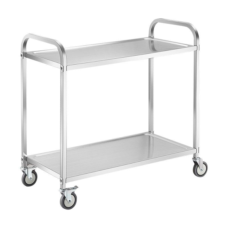 Stainless Steel Two-Tier Mobile Dining & Serving Cart