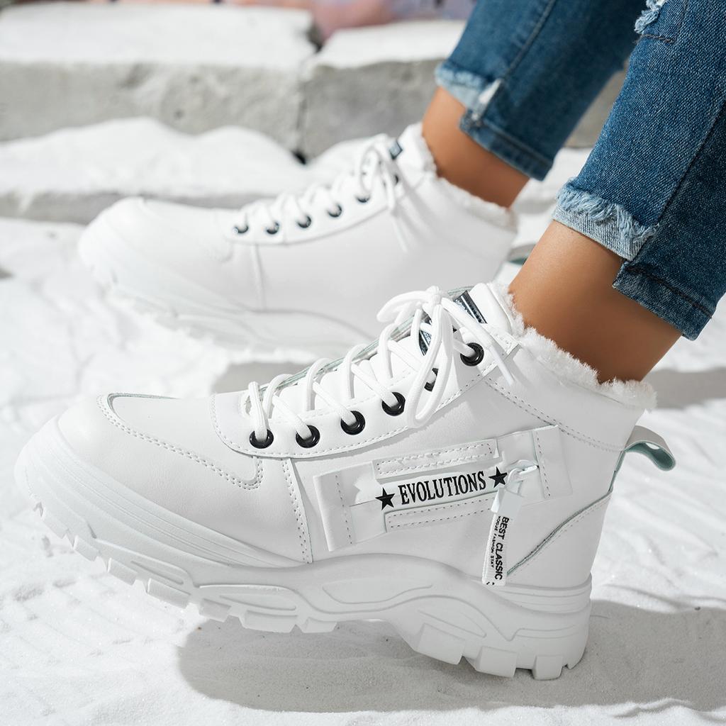 Female Height Increasing Boots, Children's Plus Size Fashionable Cotton Boots, Thick Soled Height Increasing Boots, Cold Resistant and Warm Snow Boots