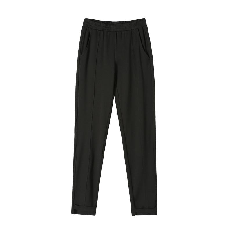 Plus Size Women's Fall New High Waisted Straight Tube Slim Casual Elastic Waist Pants