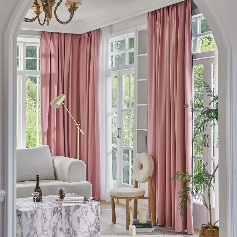 Blackout Window Curtains Solid Color Sunshade Cloth Self-adhesive Window Curtains Livingroom Shade Curtains Simple Window Shade