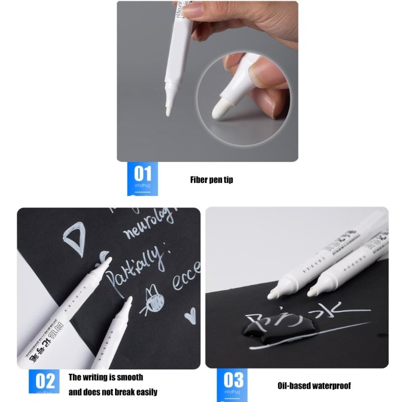 10x/Set Waterproof Marker Pens White Paint Marker Pens Quick-drying Markers Permanent Markers for School
