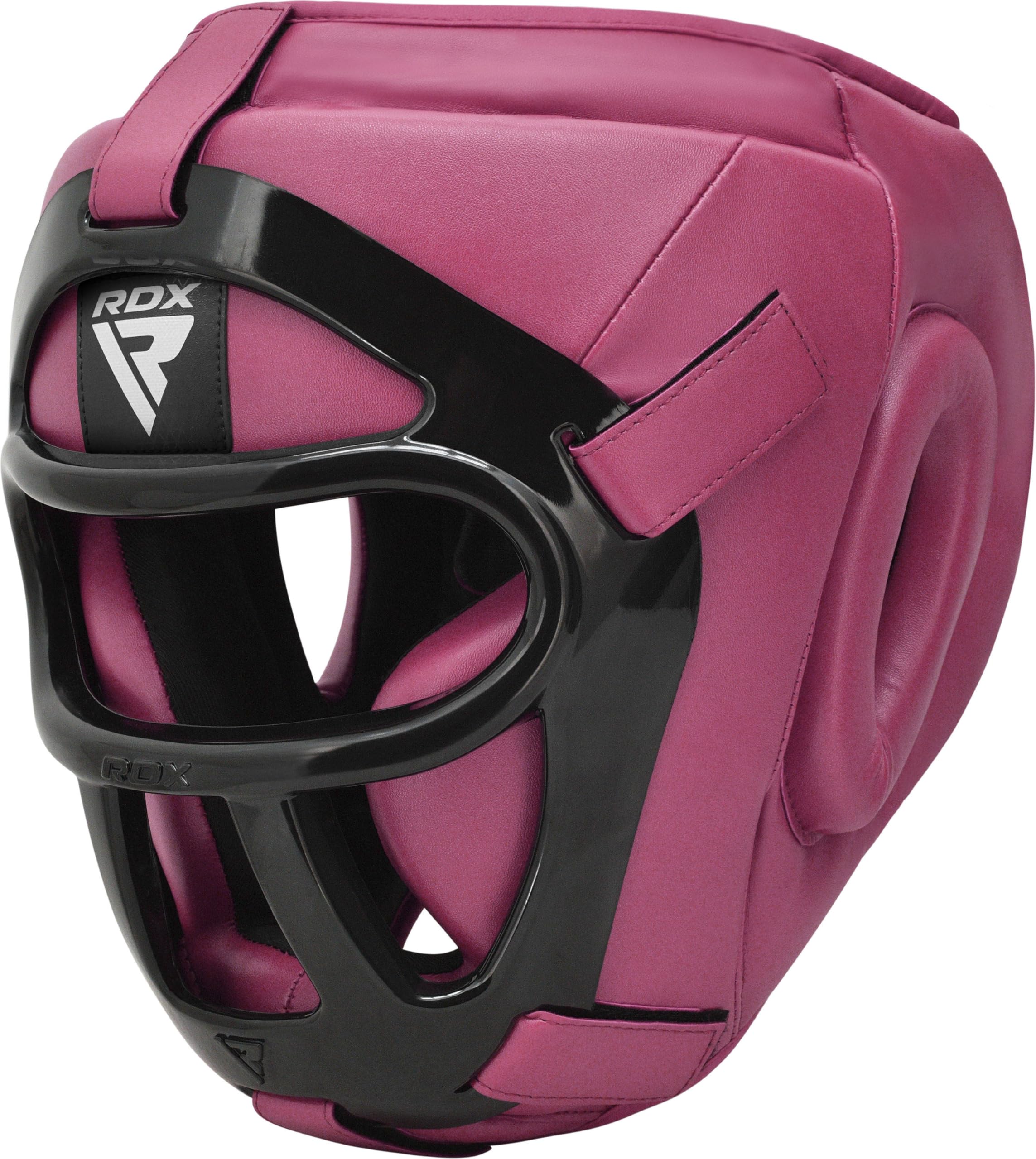 Casque De Boxe RDX Maya Hide - Avec Grille Faciale Amovible - Protection MMA, Kickboxing, Muay Thai - Homme Femme