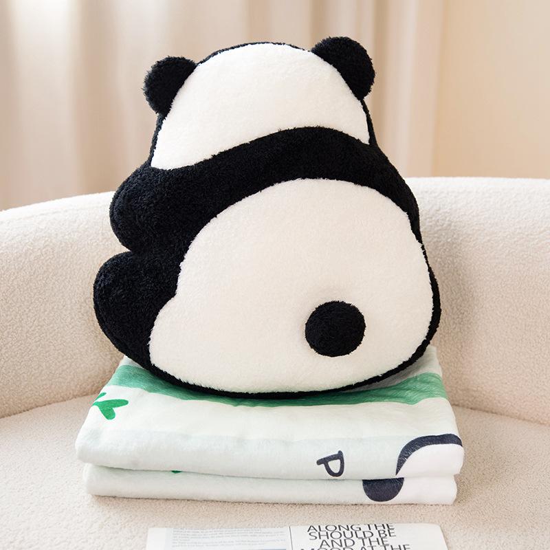 Cartoon Panda Back Throw Pillow Blanket Plush Toy Black And White Panda Doll Home Sofa Pillow Doll