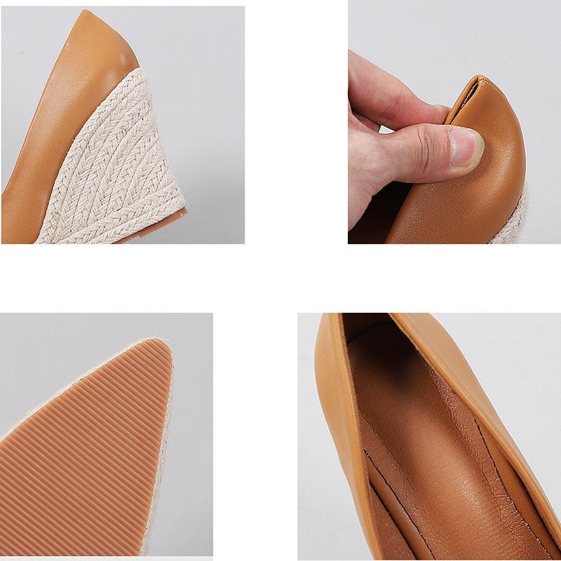 Zapatos de esparto para mujer cuñas plataforma punta fina tacón alto para dama bombas fiesta boda comodidad casual