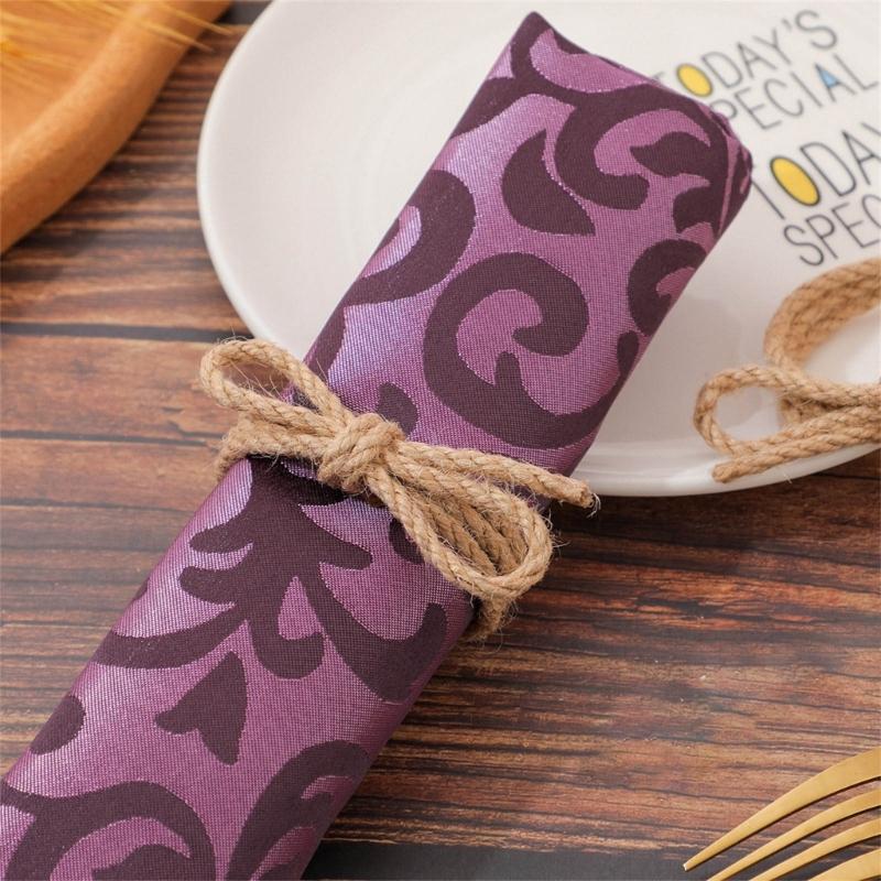 Set of 10 Farmhouse Braided Linen Rope Bowknot Napkin Rings Handmade Napkin Holders For Wedding Parties Banquets Decors