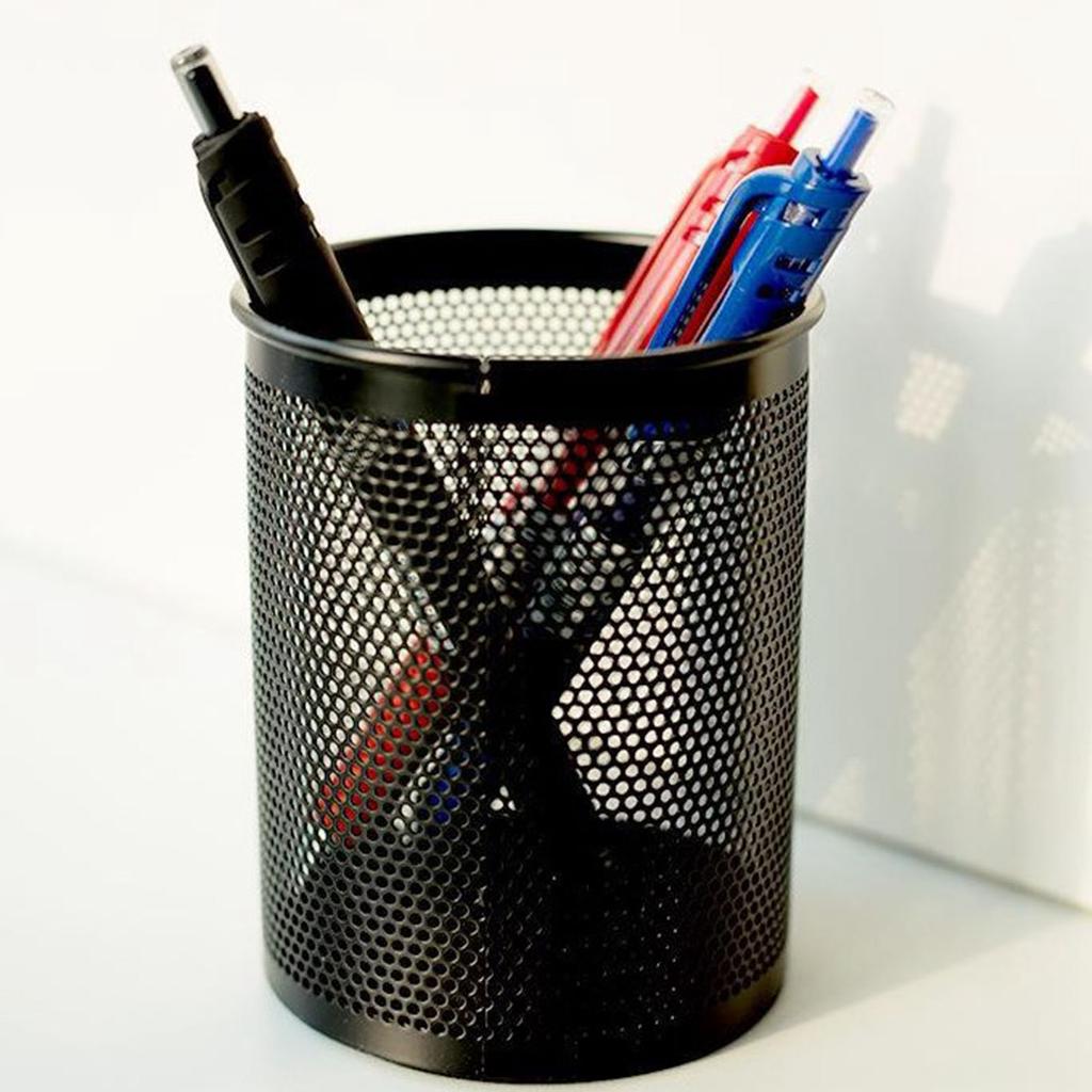 Mesh Pen Holder Large Capacity Prevent Slip Desktop Pen Container for Pencils Erasers Stationery
