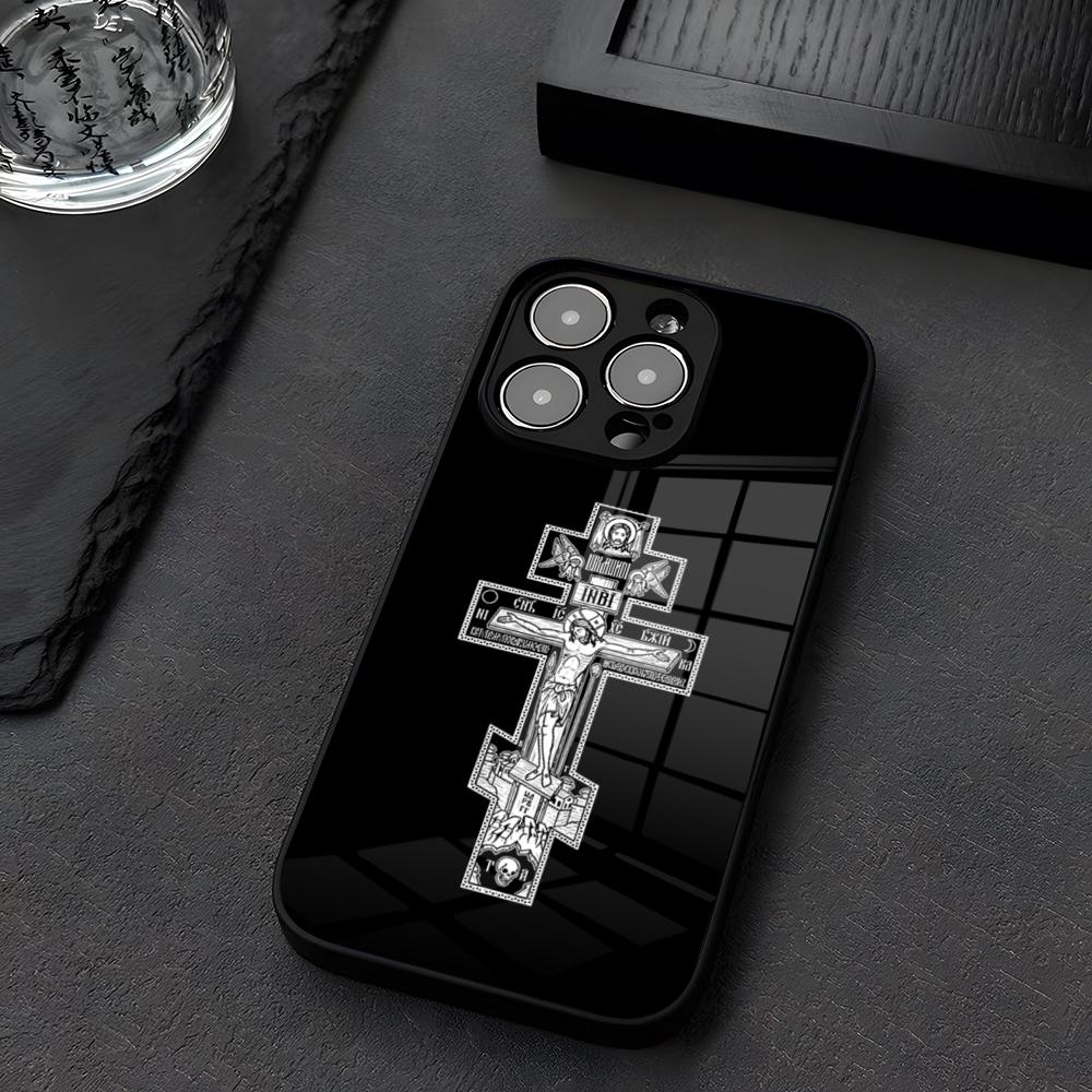 

Orthodox Cross Icon Church Phone Case Glass For IPhone 12 17 15 14 13 16 11 Pro XS Max Plus Mini X XR E2020 Tempered Coque iPhone 15 Pro