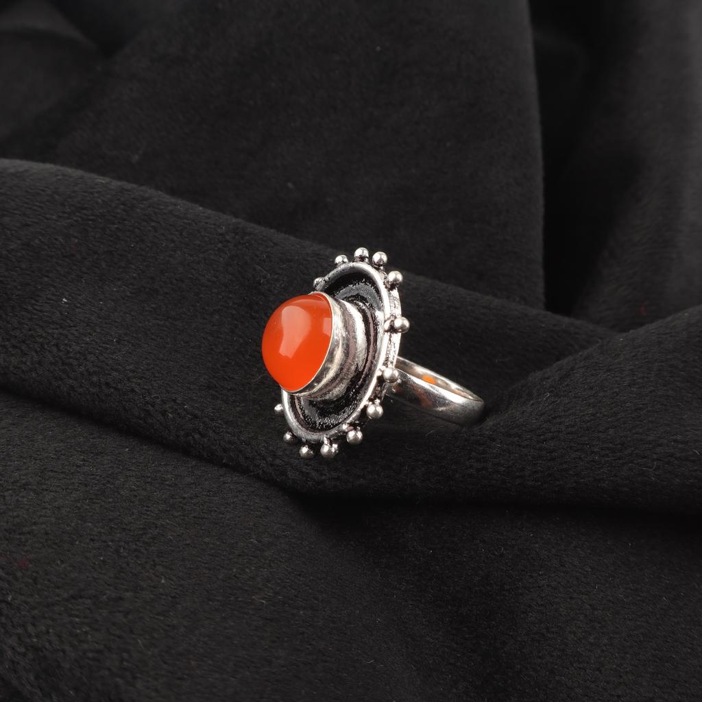 Karneol Edelstenssmykker, 925 Solid Sterling Sølvring, Håndlaget Blålysende Sølvring Smykker Til Thanksgiving-gave