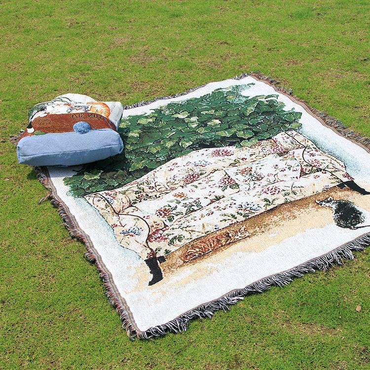 Camping Blanket, Moisture-proof Camping Mat, Jacquard Tapestry, Thread Blanket, All-season Universal Sofa Blanket